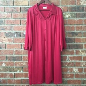Vintage Vanity Fair Red Silky Button Robe